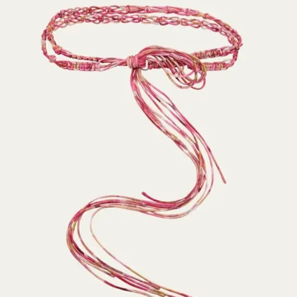 Dries Van Noten self-tie multicolor woven Macramé Belt
